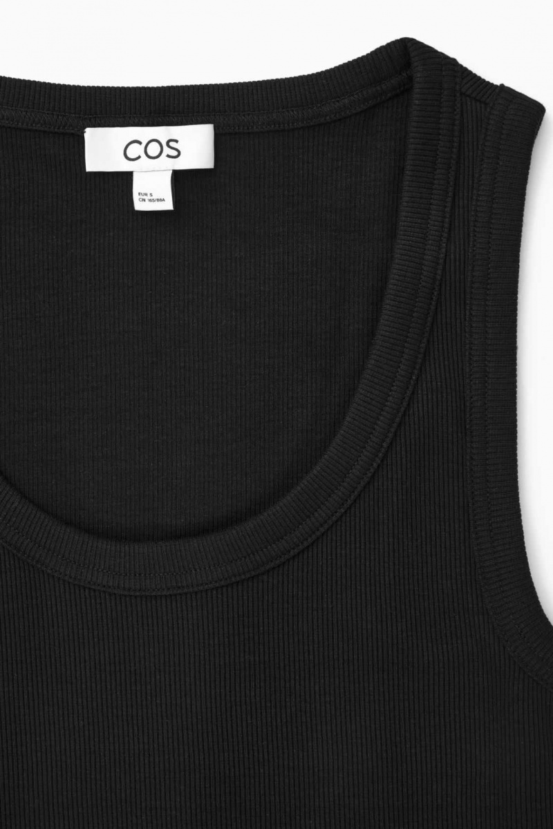 BLACK COS SCOOP-NECK RIBBED TANK TOP | AZE-324890