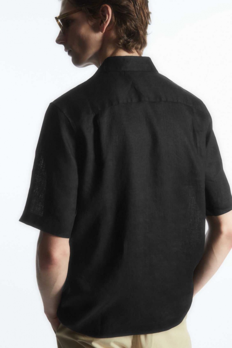 BLACK COS SHORT-SLEEVED LINEN SHIRT | FYL-956341