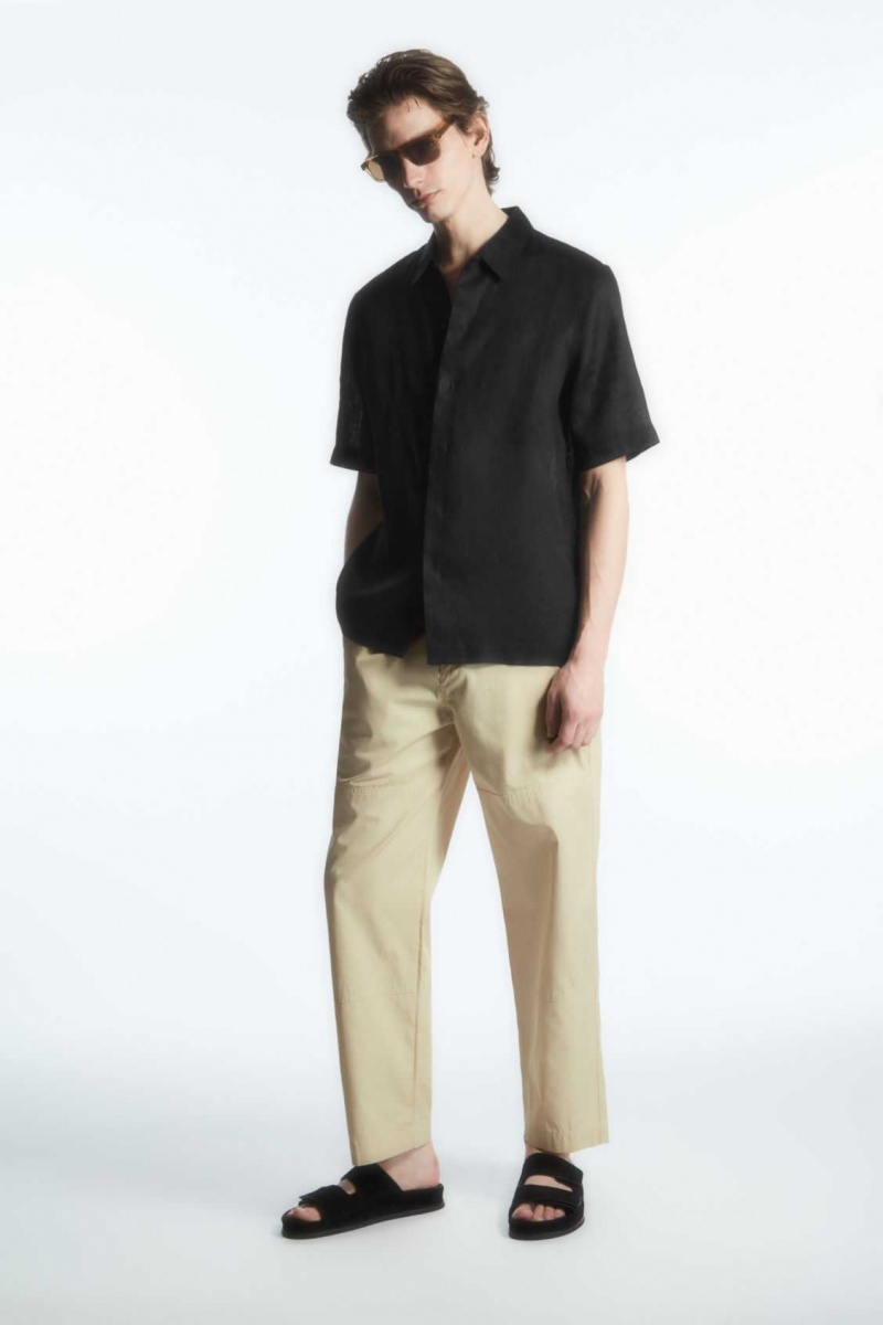 BLACK COS SHORT-SLEEVED LINEN SHIRT | FYL-956341