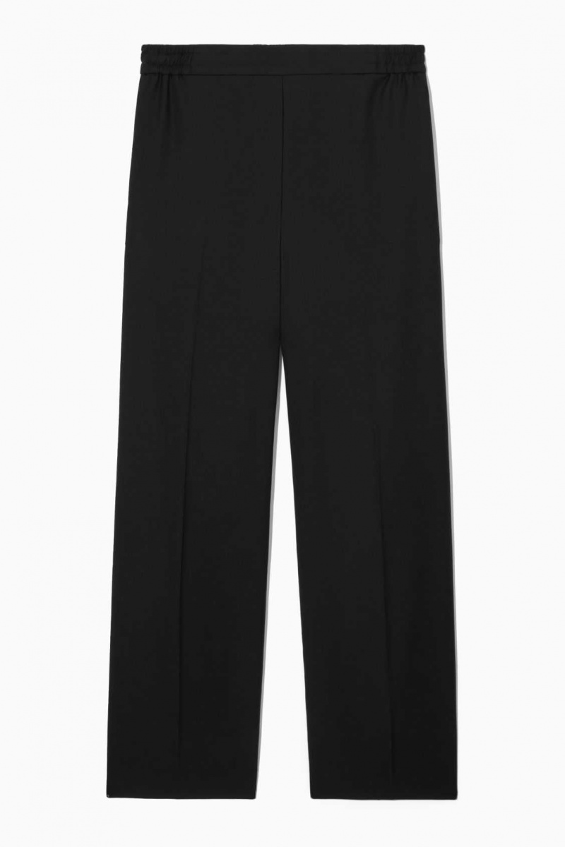 BLACK COS STRAIGHT-LEG ELASTICATED WOOL PANTS | GYA-240159