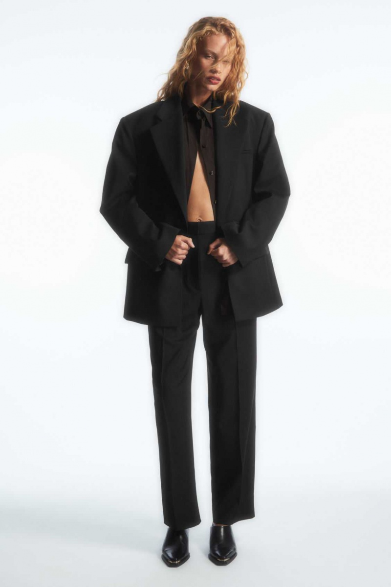 BLACK COS TAPERED ELASTICATED WOOL PANTS | SGJ-507634