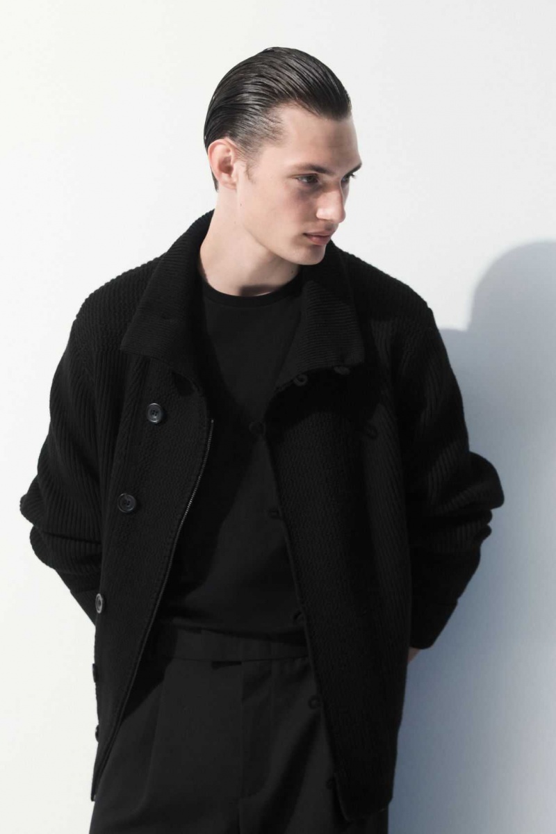 BLACK COS THE FUNNEL-NECK KNITTED WOOL JACKET | DML-654183