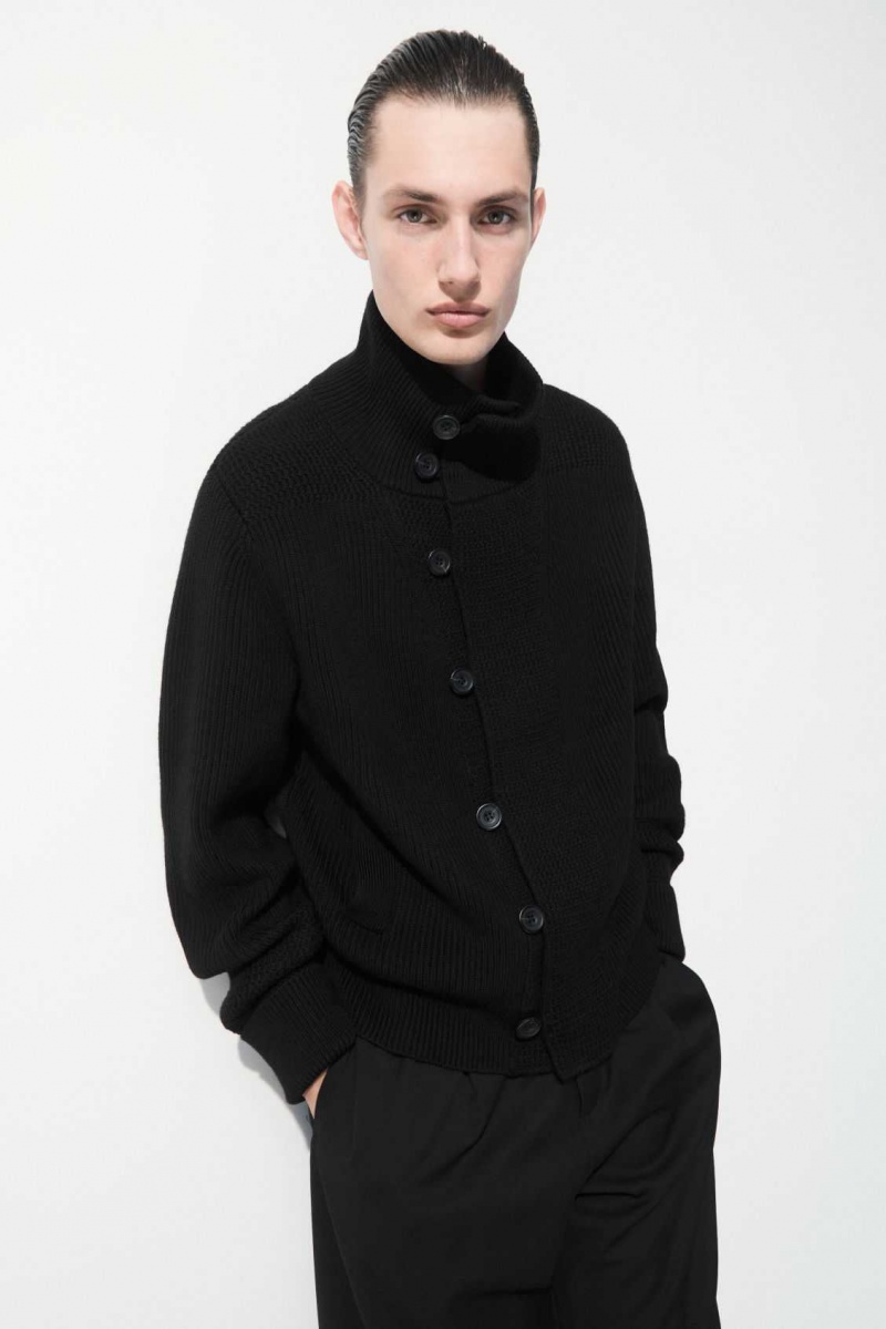 BLACK COS THE FUNNEL-NECK KNITTED WOOL JACKET | DML-654183