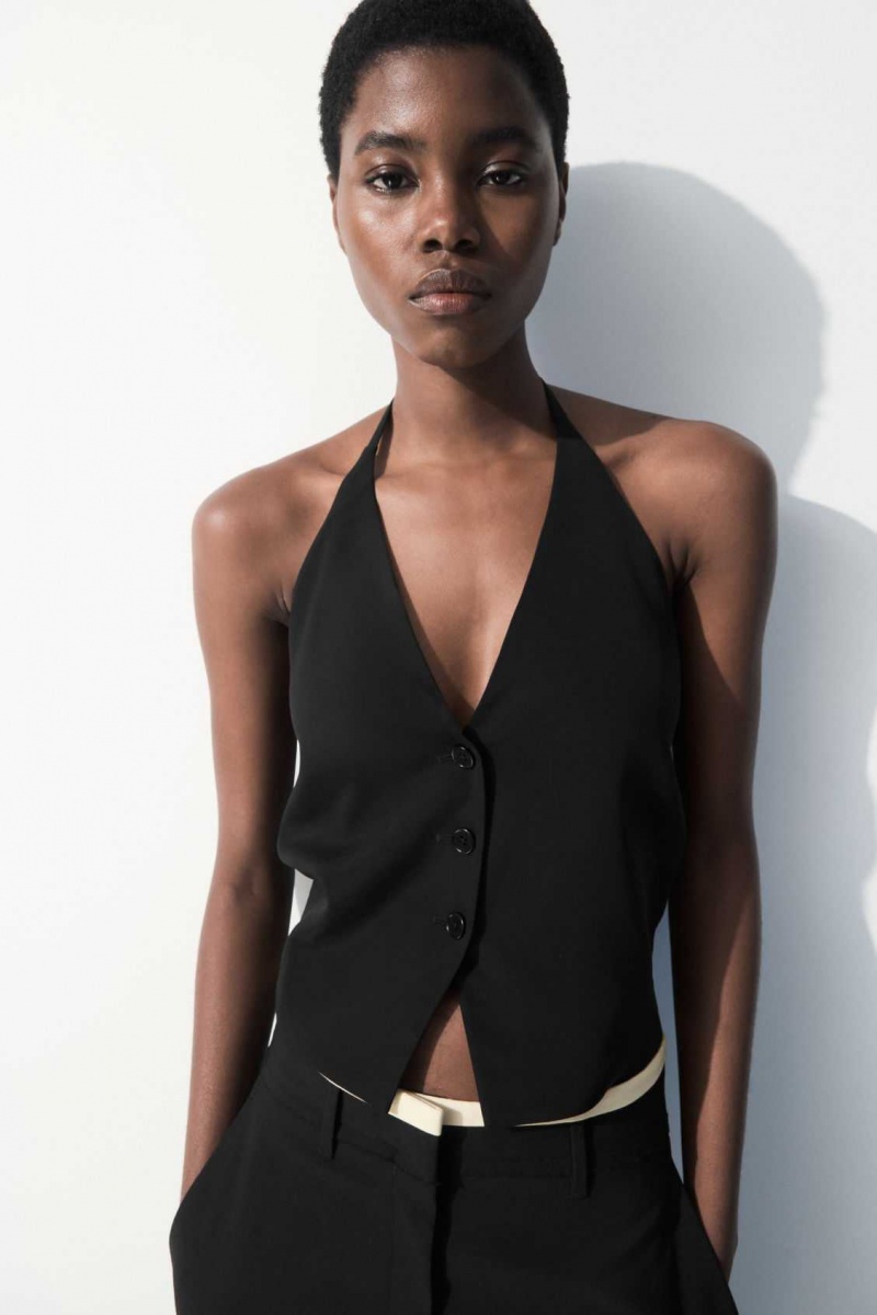 BLACK COS THE HALTERNECK SILK-BLEND VEST | MQK-361278