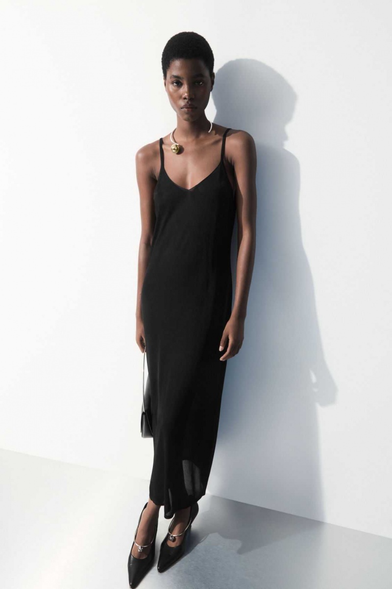 BLACK COS THE SHEER KNITTED SLIP DRESS | HGQ-730269