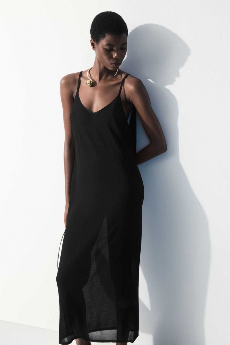 BLACK COS THE SHEER KNITTED SLIP DRESS | HGQ-730269