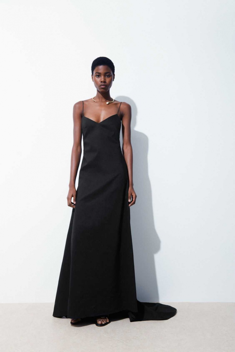 BLACK COS THE V-NECK LINEN MAXI DRESS | IGY-259418