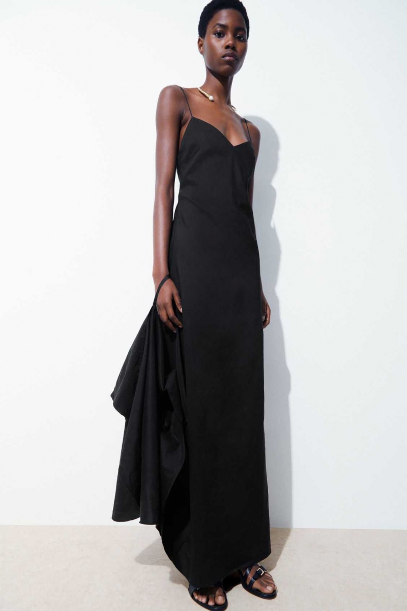 BLACK COS THE V-NECK LINEN MAXI DRESS | IGY-259418