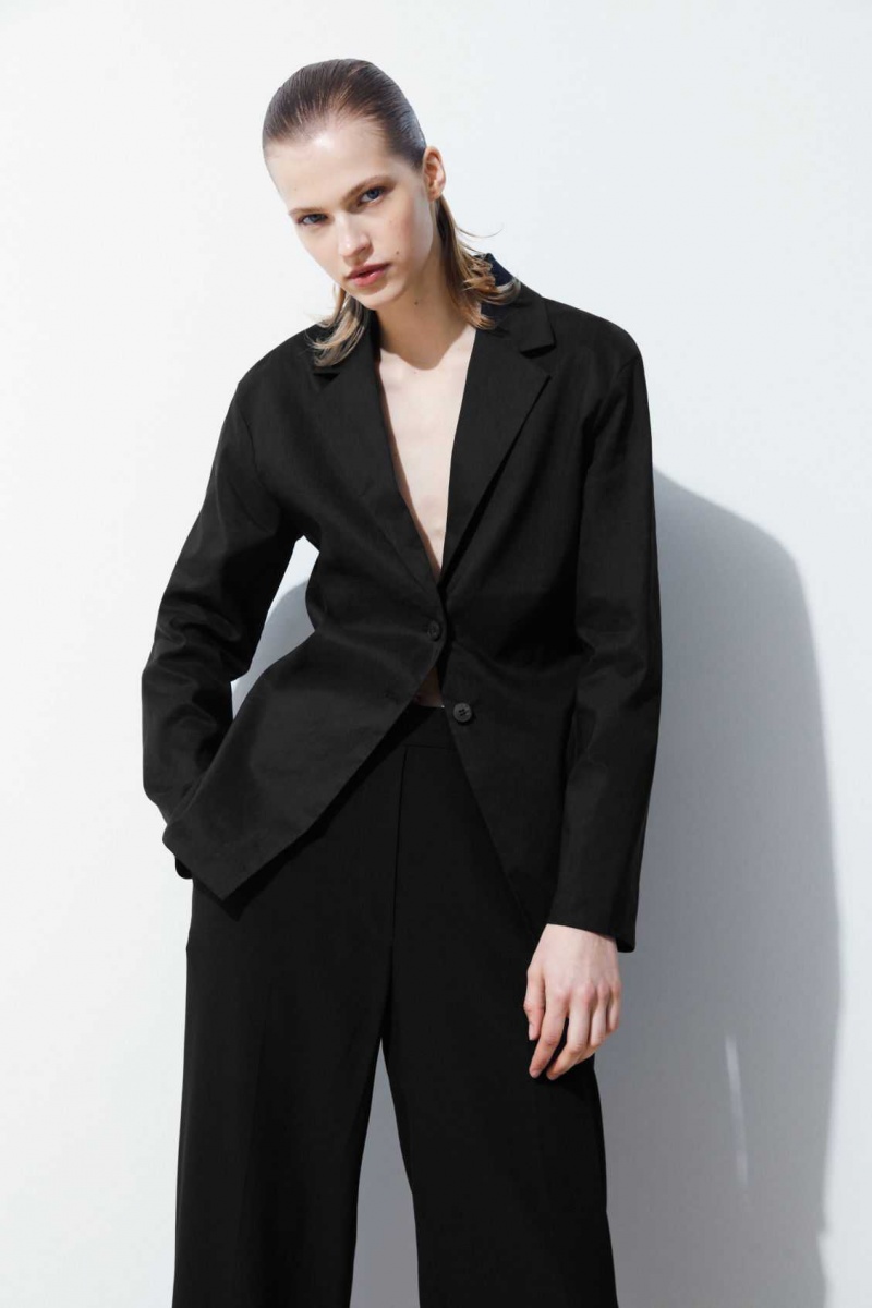 BLACK COS THE WAISTED LINEN BLAZER | INB-479280