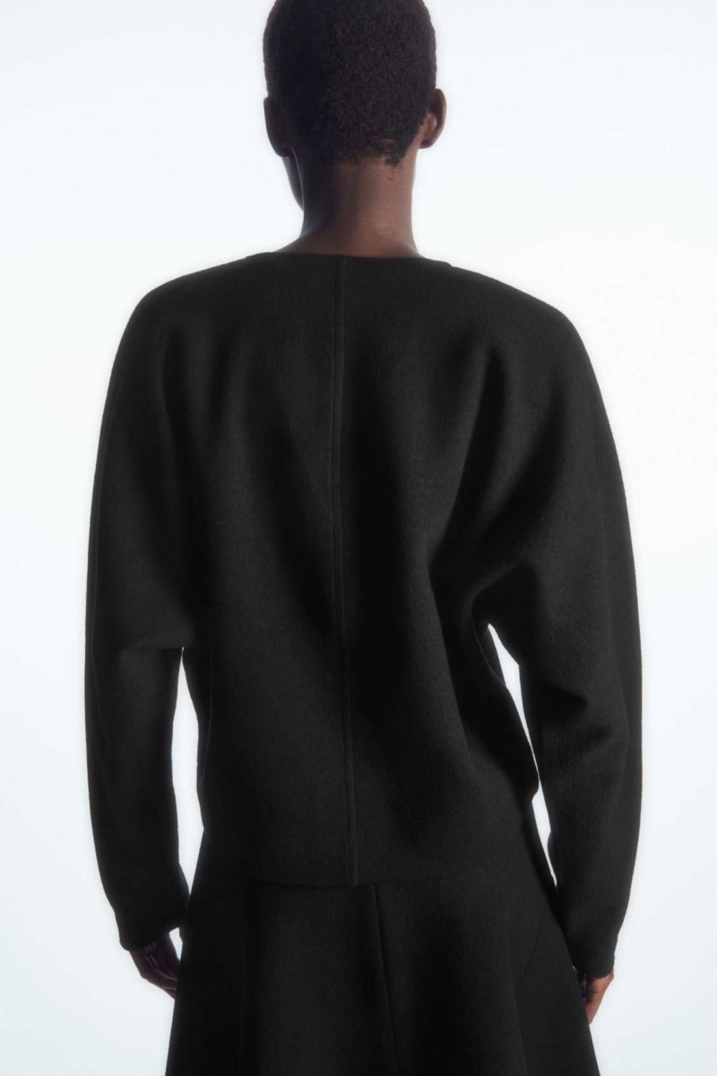 BLACK COS V-NECK BOILED-WOOL JUMPER | NUE-748609