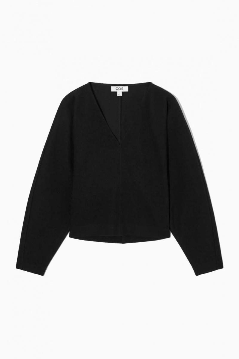 BLACK COS V-NECK BOILED-WOOL JUMPER | NUE-748609