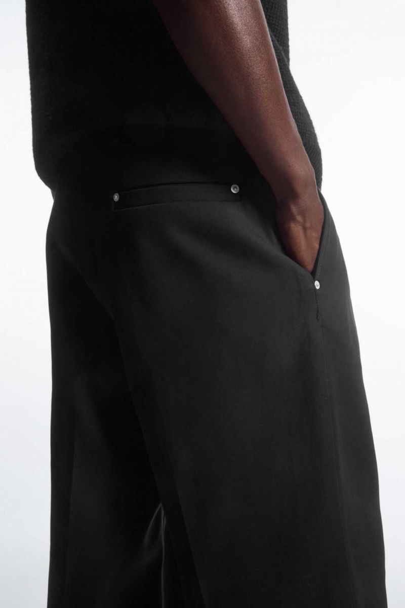 BLACK COS WIDE-LEG PLEATED UTILITY PANTS | BVO-870419