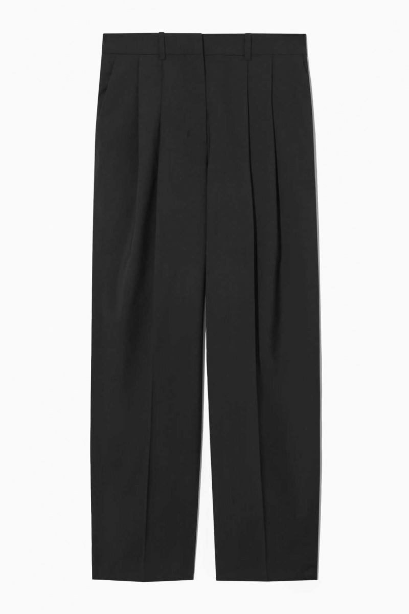 BLACK COS WIDE-LEG TAILORED WOOL PANTS | EWS-756283