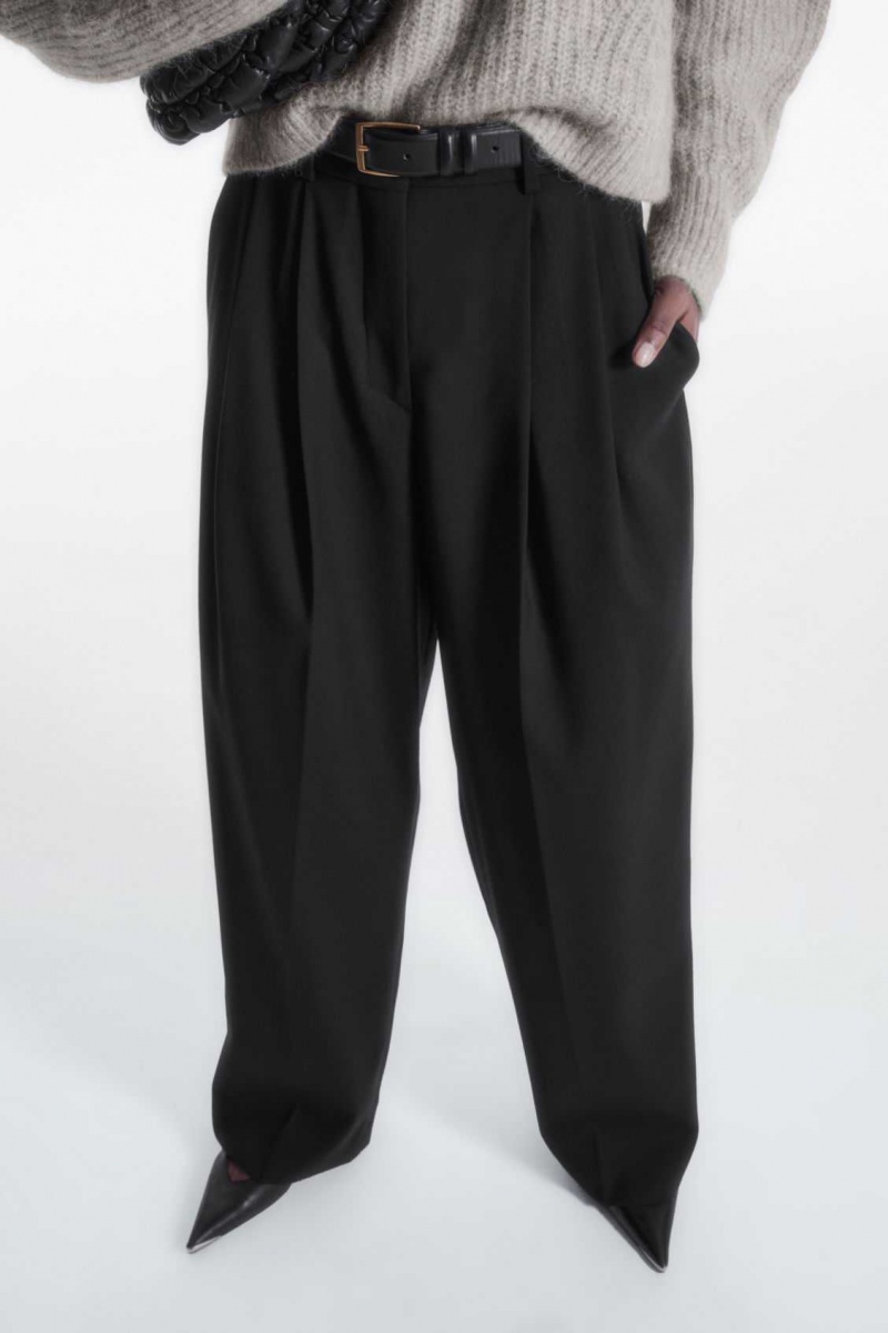 BLACK COS WIDE-LEG TAILORED WOOL PANTS | VCU-918504