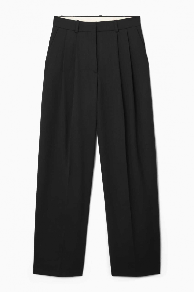 BLACK COS WIDE-LEG TAILORED WOOL PANTS | VCU-918504