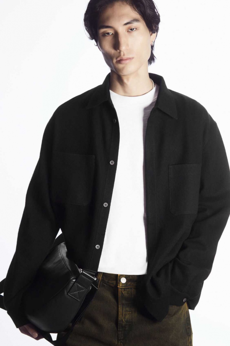 BLACK COS WOOL-JERSEY OVERSHIRT | QLI-287604