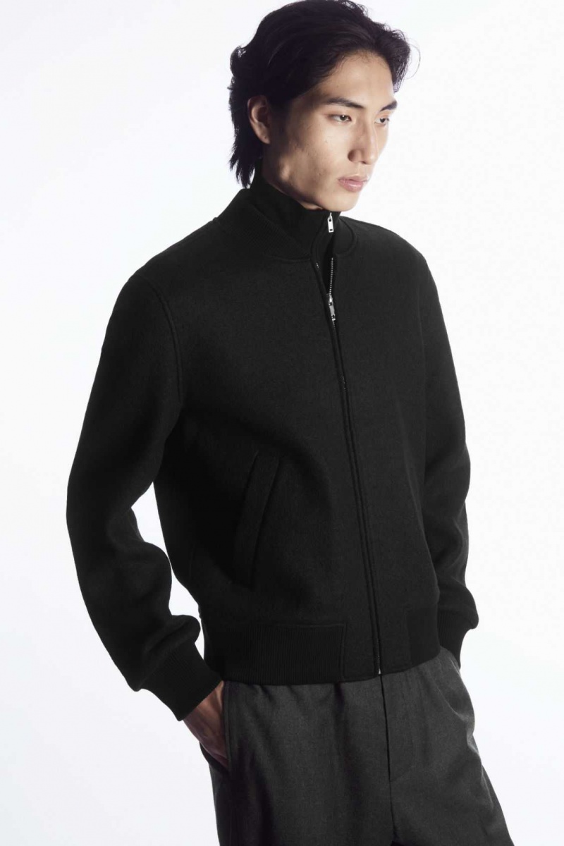 BLACK COS WOOL BOMBER JACKET | PKR-719406