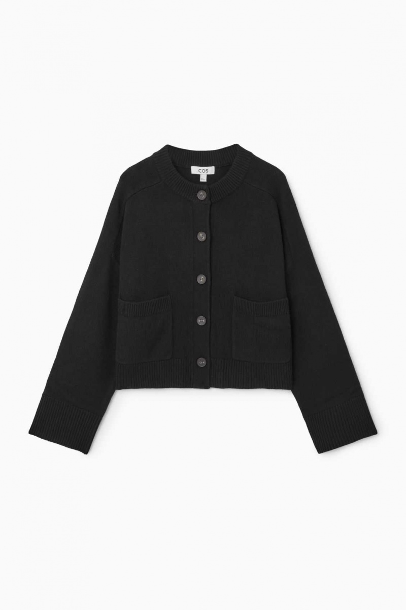 BLACK COS WOOL CREW-NECK CARDIGAN | ZAC-085439