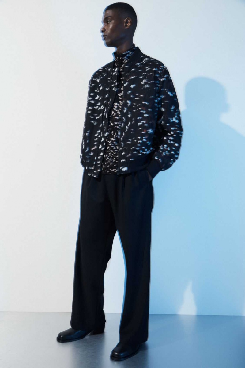 BLACK / FEATHER PRINT COS THE FEATHER-PRINT BOMBER JACKET | ISW-972358