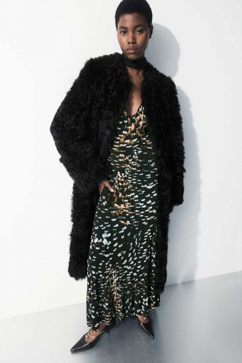 BLACK / FEATHER PRINT COS THE FEATHER-PRINT KNITTED DRESS | ADQ-063274