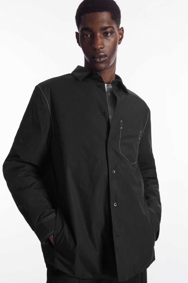 BLACK / WHITE COS CONTRAST-STITCH PADDED OVERSHIRT | BHP-593428