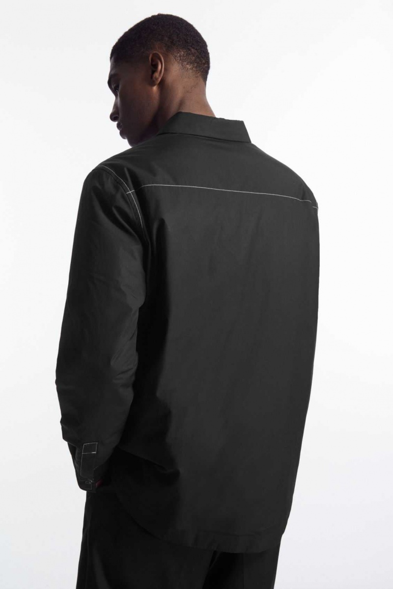 BLACK / WHITE COS CONTRAST-STITCH PADDED OVERSHIRT | BHP-593428