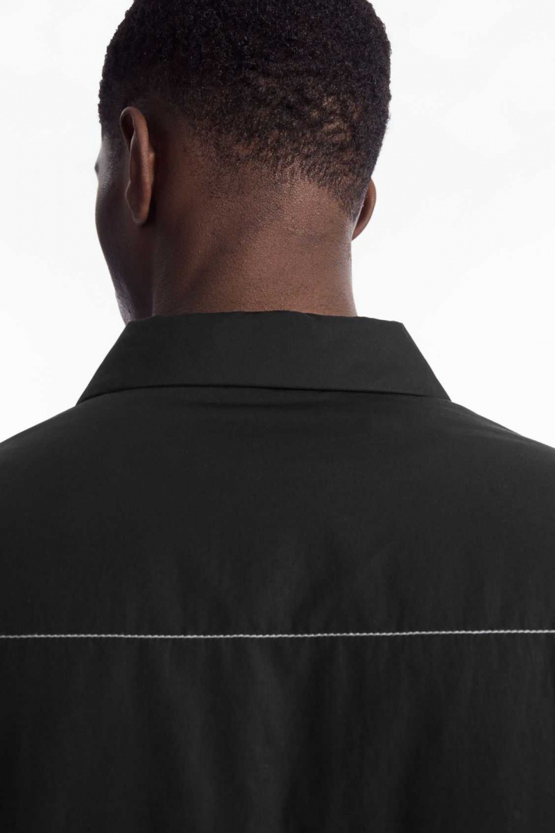 BLACK / WHITE COS CONTRAST-STITCH PADDED OVERSHIRT | BHP-593428