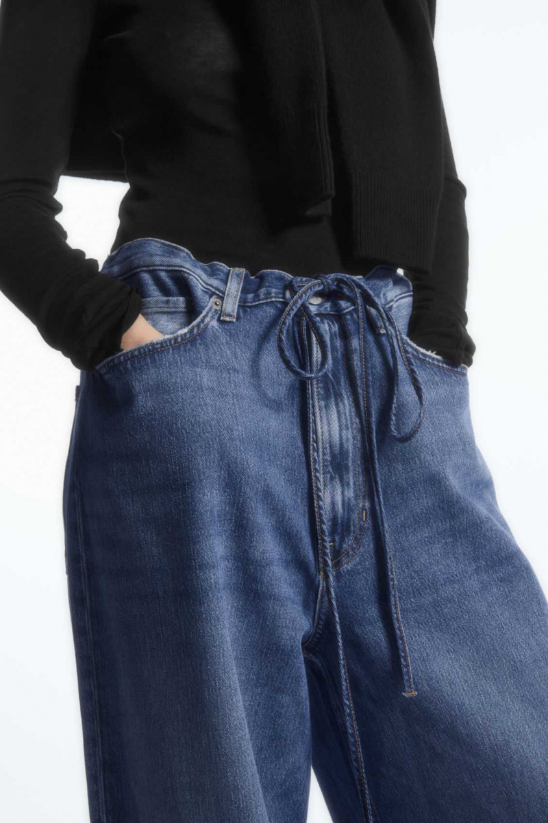 BLUE COS EXTRA WIDE LEG DRAWSTRING DENIM PANTS | FVO-152849