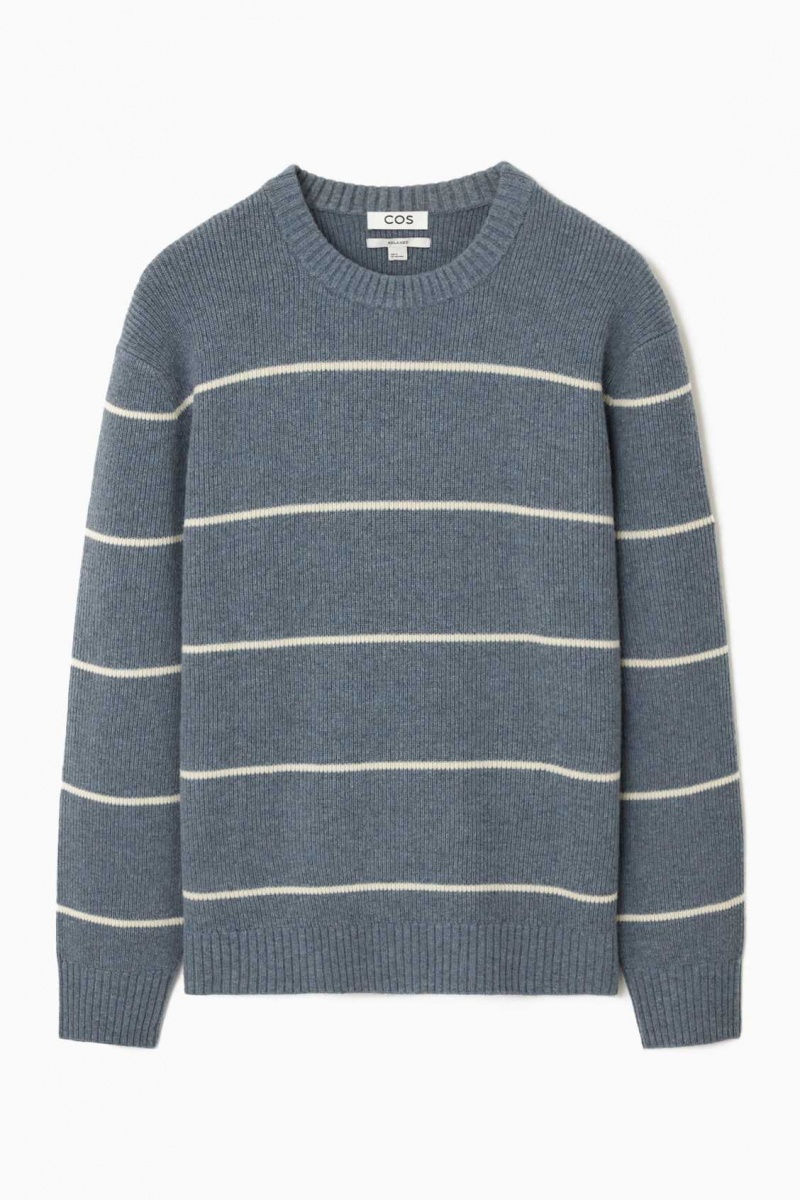 BLUE / CREAM / STRIPED COS STRIPED WOOL AND YAK-BLEND SWEATER | UQD-843967