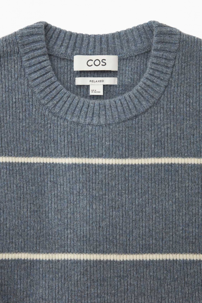 BLUE / CREAM / STRIPED COS STRIPED WOOL AND YAK-BLEND SWEATER | UQD-843967