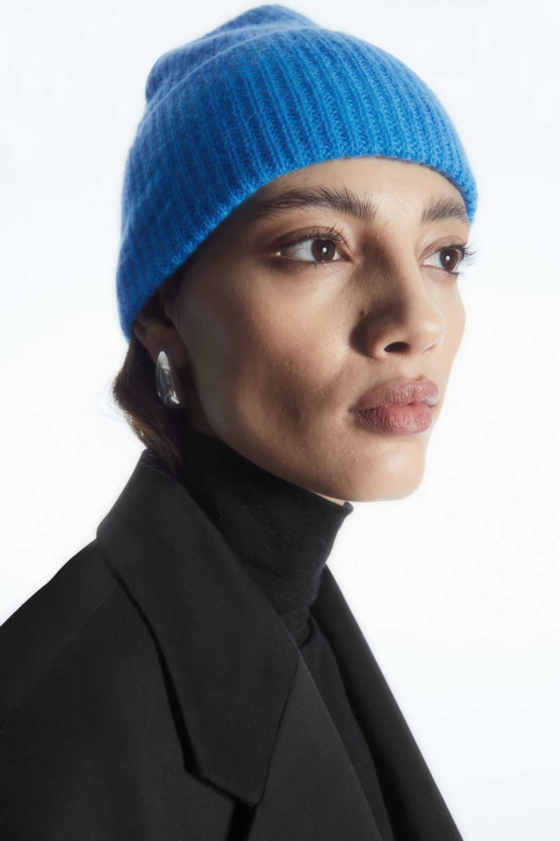 BRIGHT BLUE COS CASHMERE-BLEND BEANIE | QEF-086295