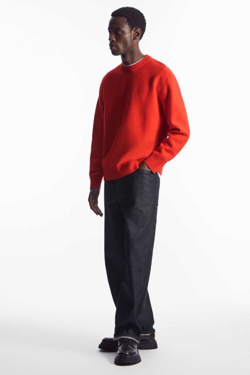 BRIGHT ORANGE COS BOILED-WOOL CREW-NECK SWEATER | RLN-925180