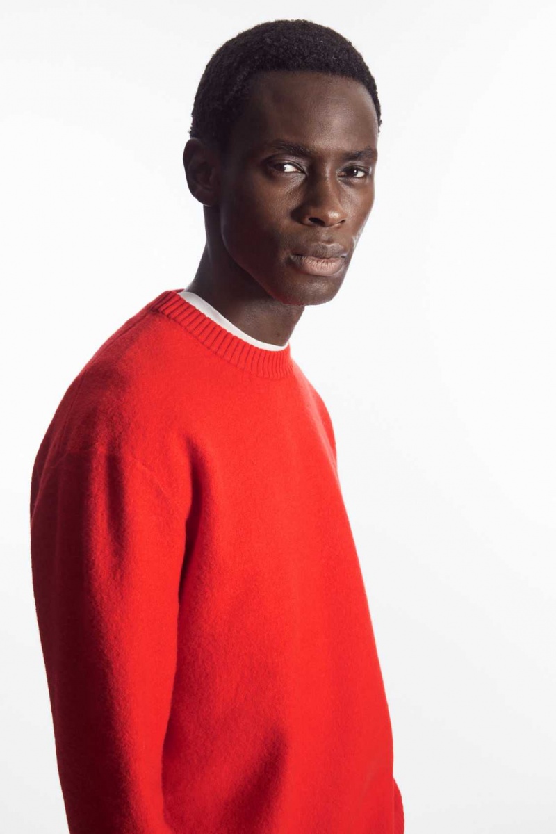 BRIGHT ORANGE COS BOILED-WOOL CREW-NECK SWEATER | RLN-925180