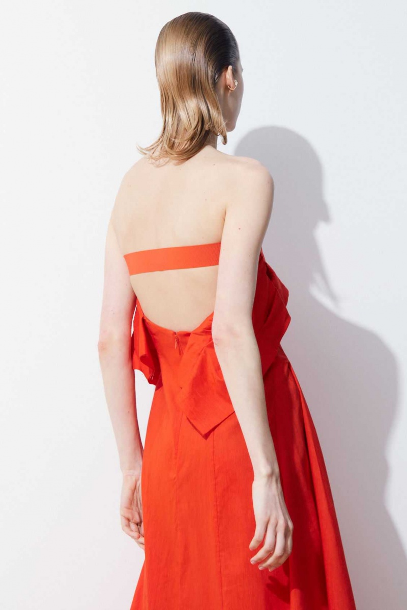 BRIGHT ORANGE COS THE LINEN BUSTIER DRESS | XOL-792846