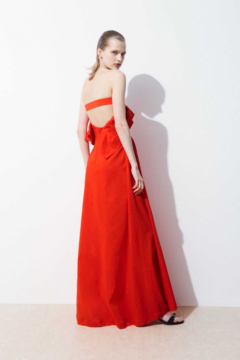 BRIGHT ORANGE COS THE LINEN BUSTIER DRESS | XOL-792846