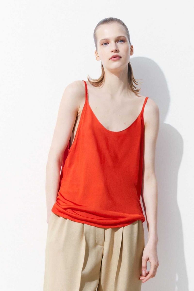 BRIGHT ORANGE COS THE SHEER KNITTED TANK TOP | TFU-651390