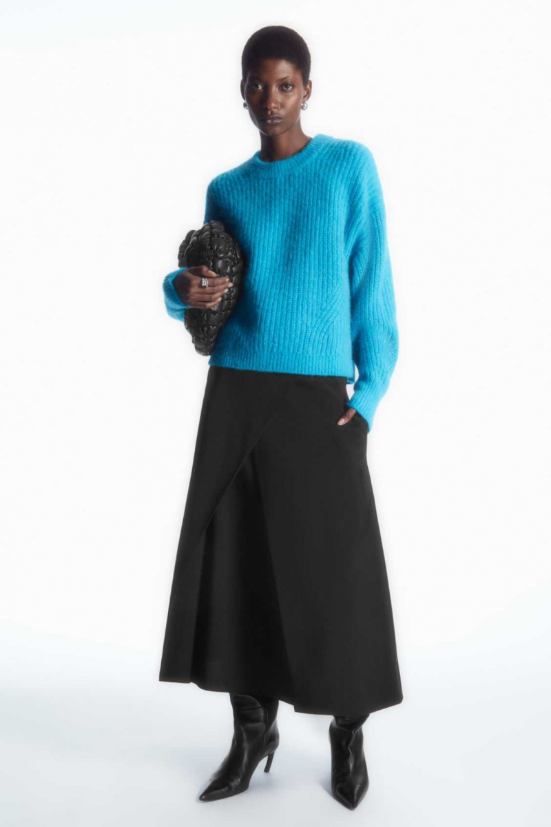 BRIGHT TURQUOISE COS CROPPED ALPACA AND WOOL-BLEND SWEATER | BHJ-531682