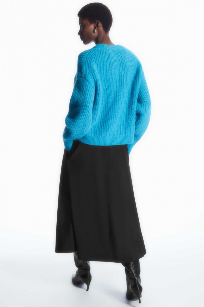 BRIGHT TURQUOISE COS CROPPED ALPACA AND WOOL-BLEND SWEATER | BHJ-531682