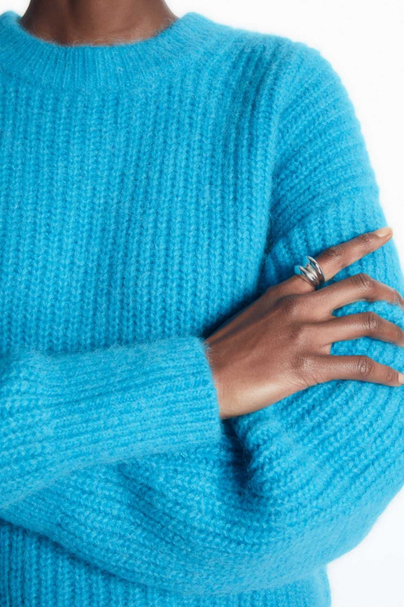 BRIGHT TURQUOISE COS CROPPED ALPACA AND WOOL-BLEND SWEATER | BHJ-531682