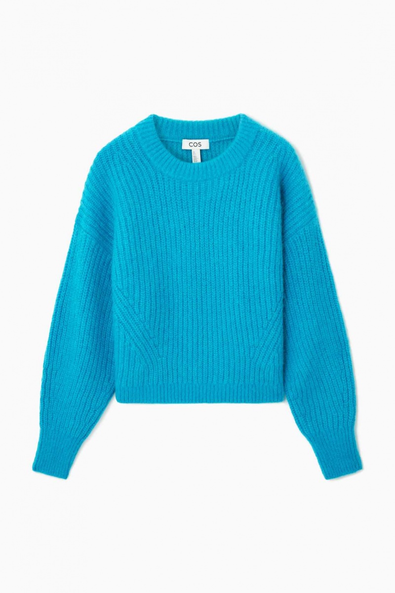 BRIGHT TURQUOISE COS CROPPED ALPACA AND WOOL-BLEND SWEATER | BHJ-531682