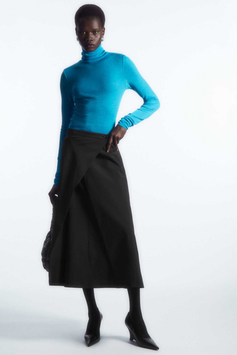 BRIGHT TURQUOISE COS MERINO WOOL TURTLENECK TOP | BEQ-943816