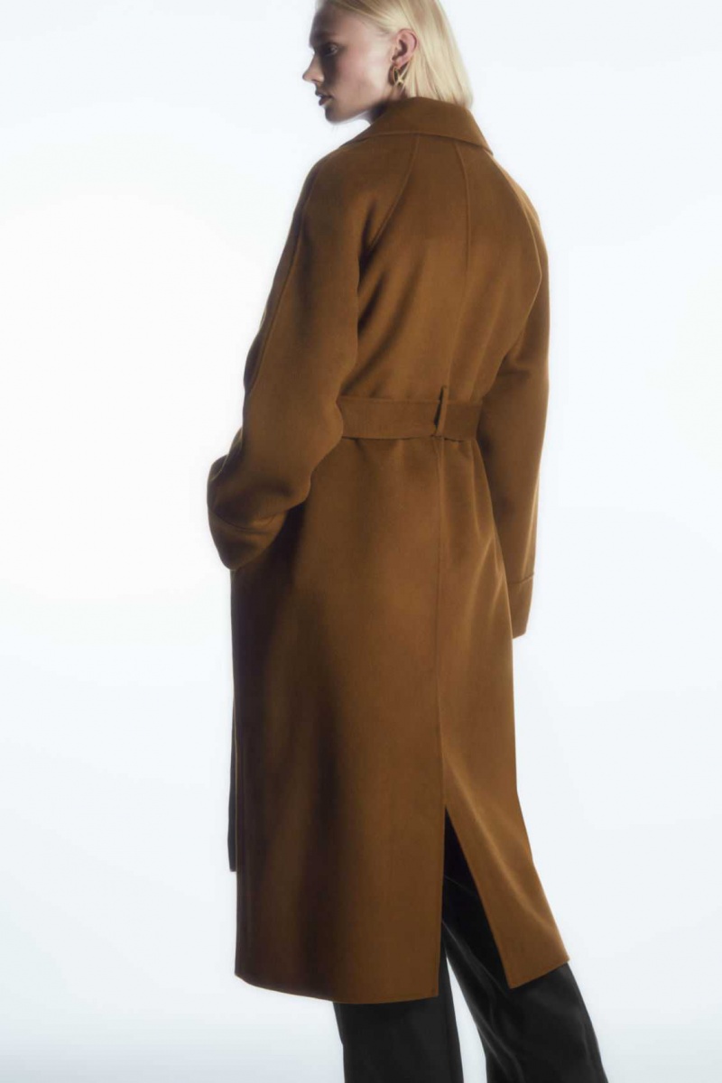 BROWN COS BELTED DOUBLE-FACED WOOL COAT | FTA-187046