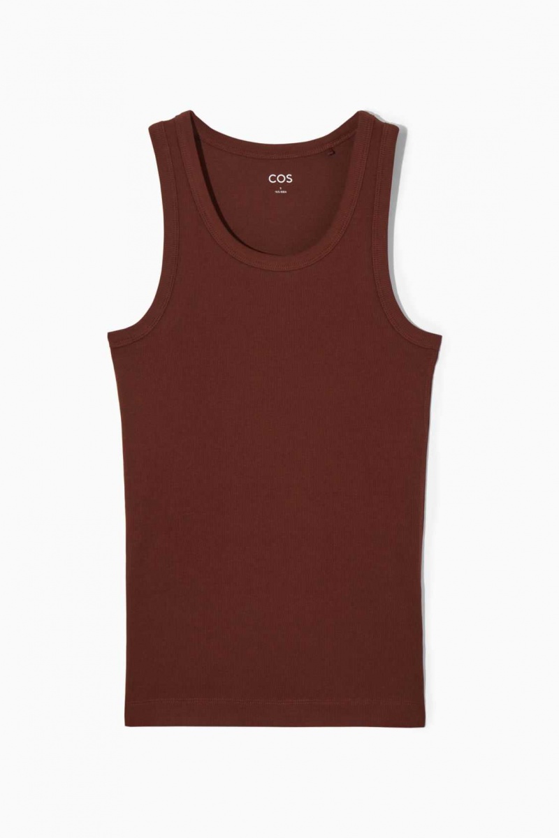 BROWN COS RIBBED TANK TOP | GFQ-810395