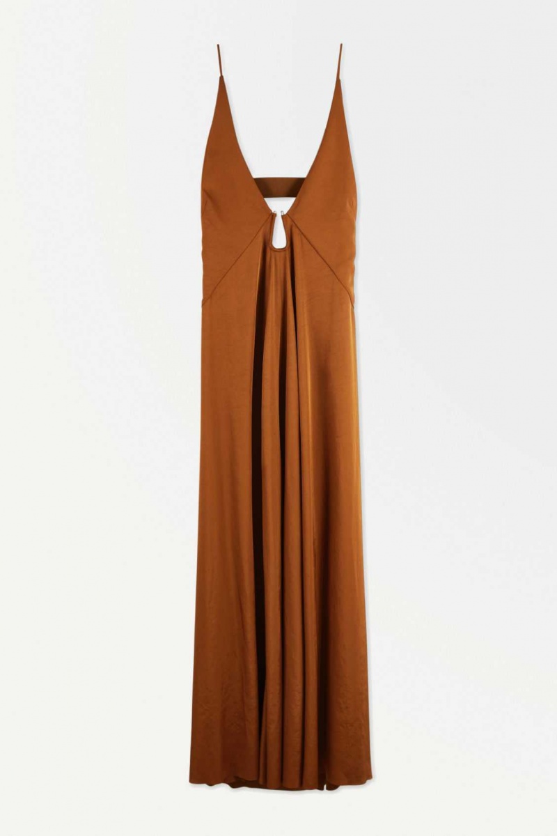 BROWN COS THE CUTOUT SLIP DRESS | MQT-052361