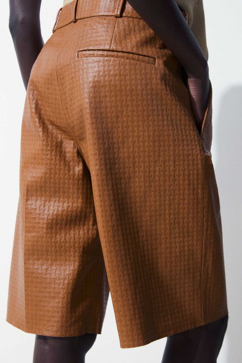 BROWN COS THE EMBOSSED-LEATHER BERMUDA SHORTS | LKR-820754