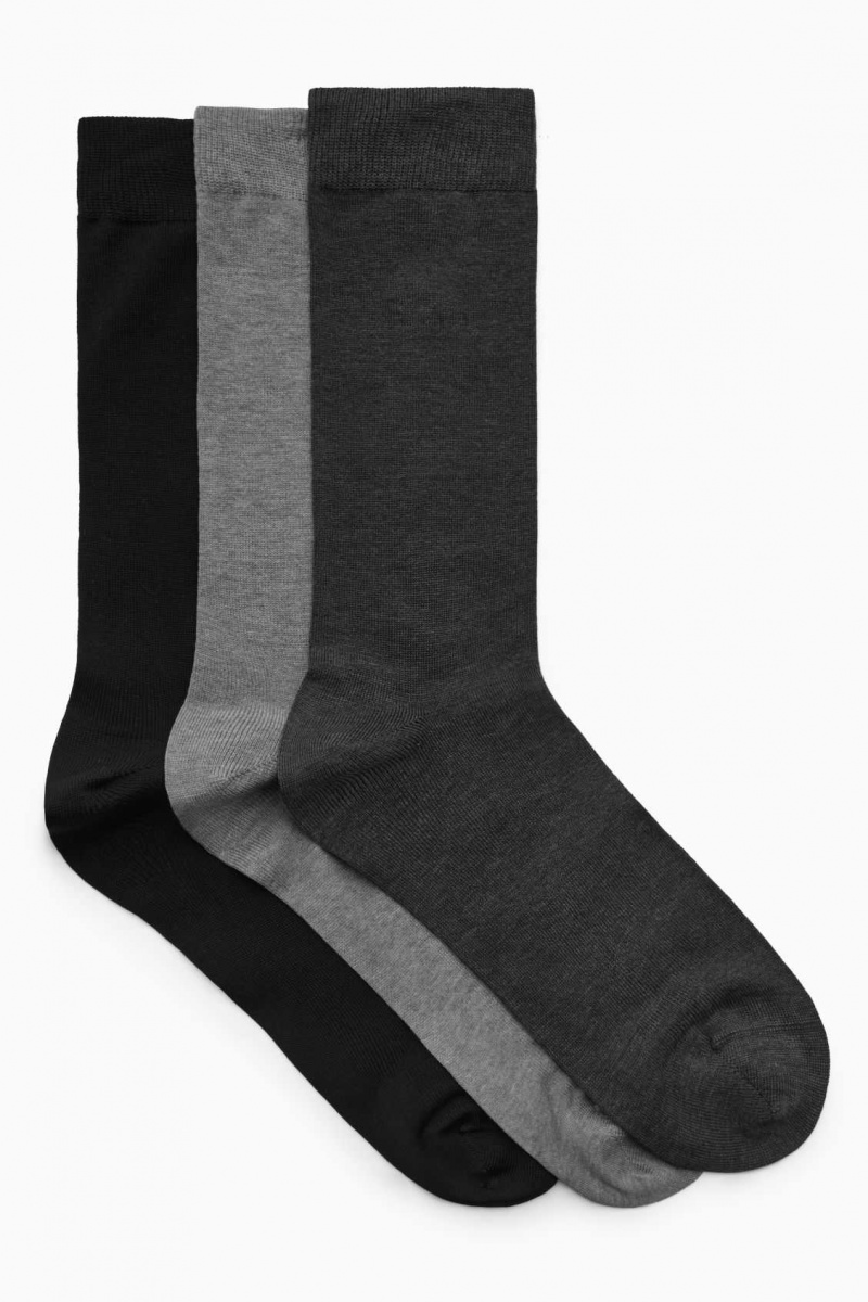 Black / Dark grey / Light grey COS 3-PACK MERCERISED COTTON SOCKS | KVW-273065