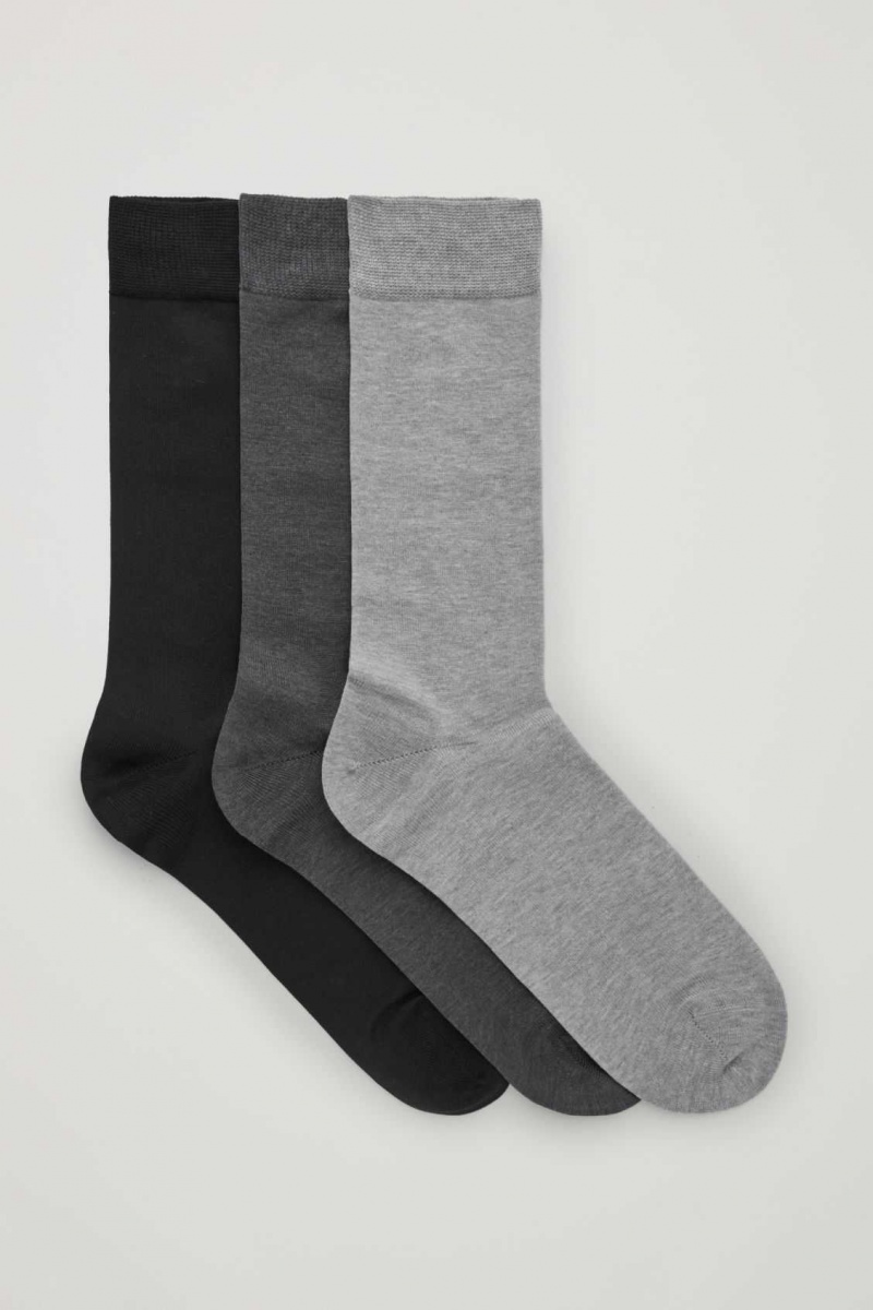 Black / Dark grey / Light grey COS 3-PACK MERCERISED COTTON SOCKS | KVW-273065