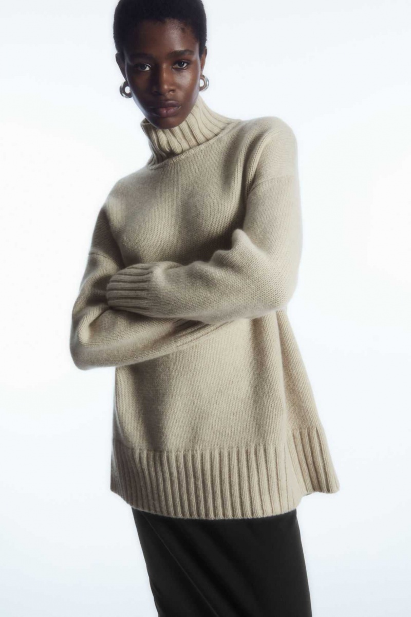 CREAM COS FUNNEL-NECK PURE CASHMERE SWEATER | EFA-176485