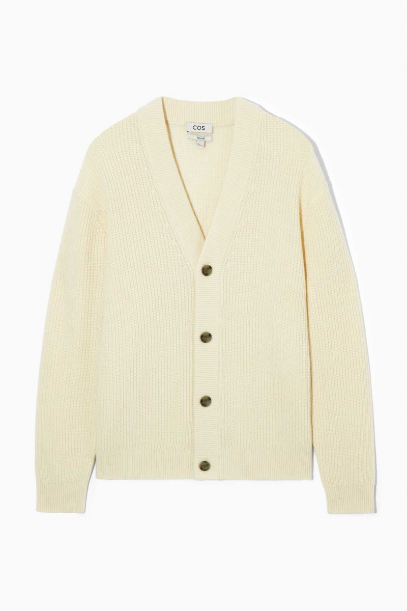 CREAM COS RIBBED WOOL AND CASHMERE CARDIGAN | BYD-730912