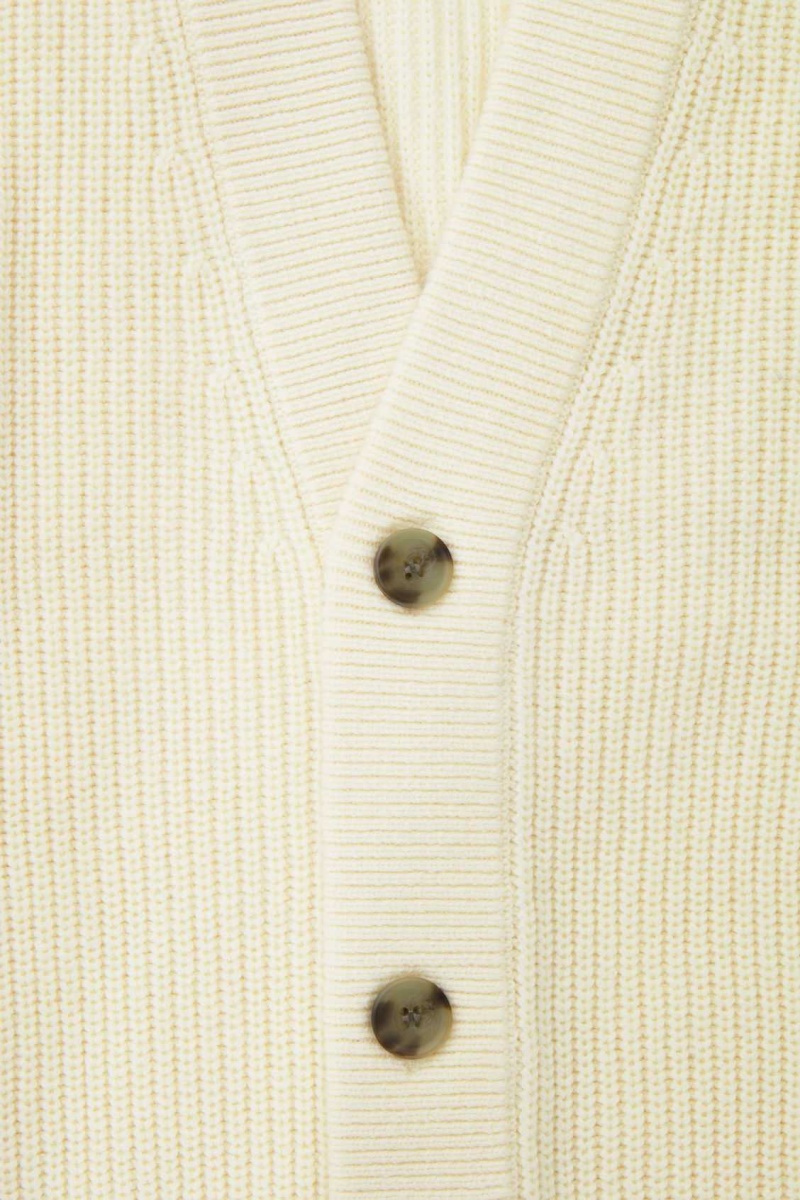 CREAM COS RIBBED WOOL AND CASHMERE CARDIGAN | BYD-730912